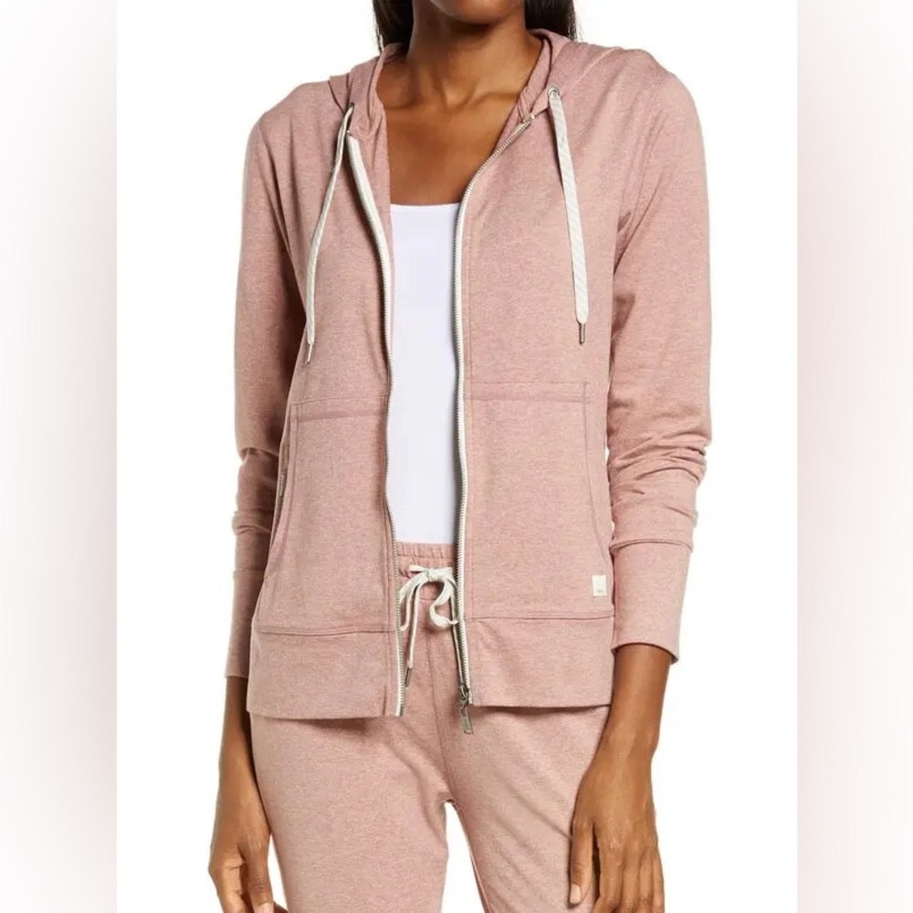 Vuori Halo Performance Zip Front Hoodie Burnt Clay Heather Size M